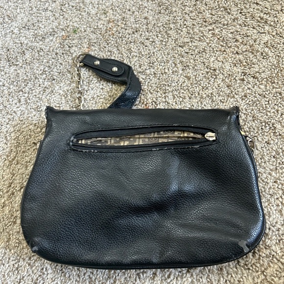 TORY BURCH Black Leather Amanda Logo Clutch Crossbody Chain Link Shoulder Bag - Picture 2 of 15